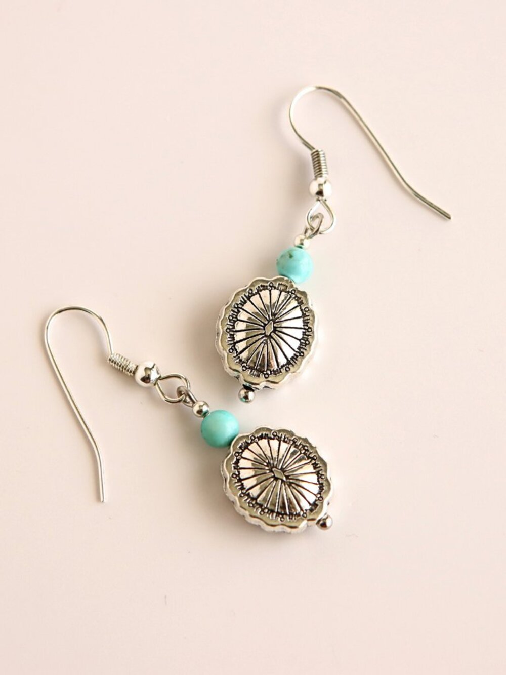 Turquoise Western Silver Dangle Earrings